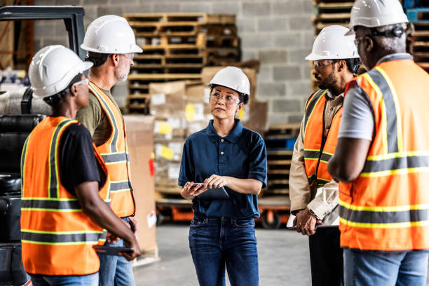 Occupational Health and safety Managers at a briefing by a supervisor